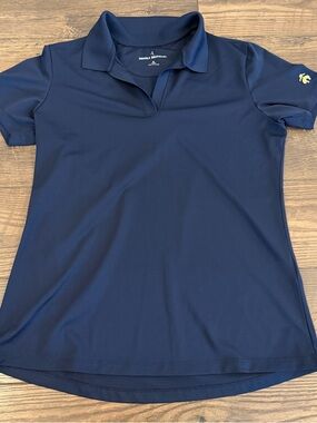 Brooks Brothers Mesh Pique Navy Women's Performance Polo Top Size M